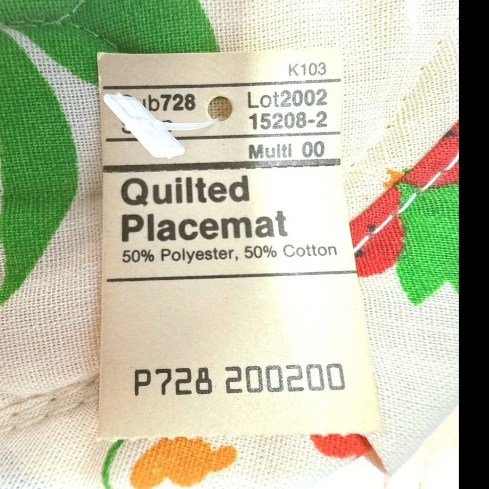 Vintage‎ Quilted Placemats Berries Cottagecore Country Granny Kitchen Set Of 4